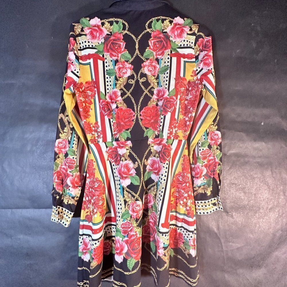 Fashion Nova Baroque Dress Size XS Extra Small Long Sleeve Rococo Floral Black - Picture 7 of 8